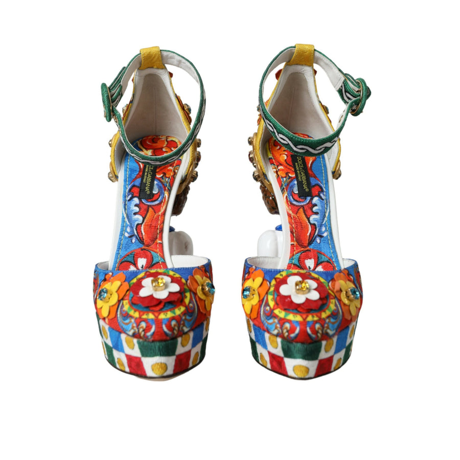 Dolce & Gabbana Multicolor Carretto Embellished Sandals Shoes