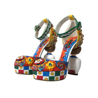 Dolce & Gabbana Multicolor Carretto Embellished Sandals Shoes