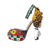 Dolce & Gabbana Multicolor Carretto Embellished Sandals Shoes