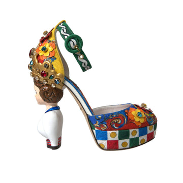 Dolce & Gabbana Multicolor Carretto Embellished Sandals Shoes