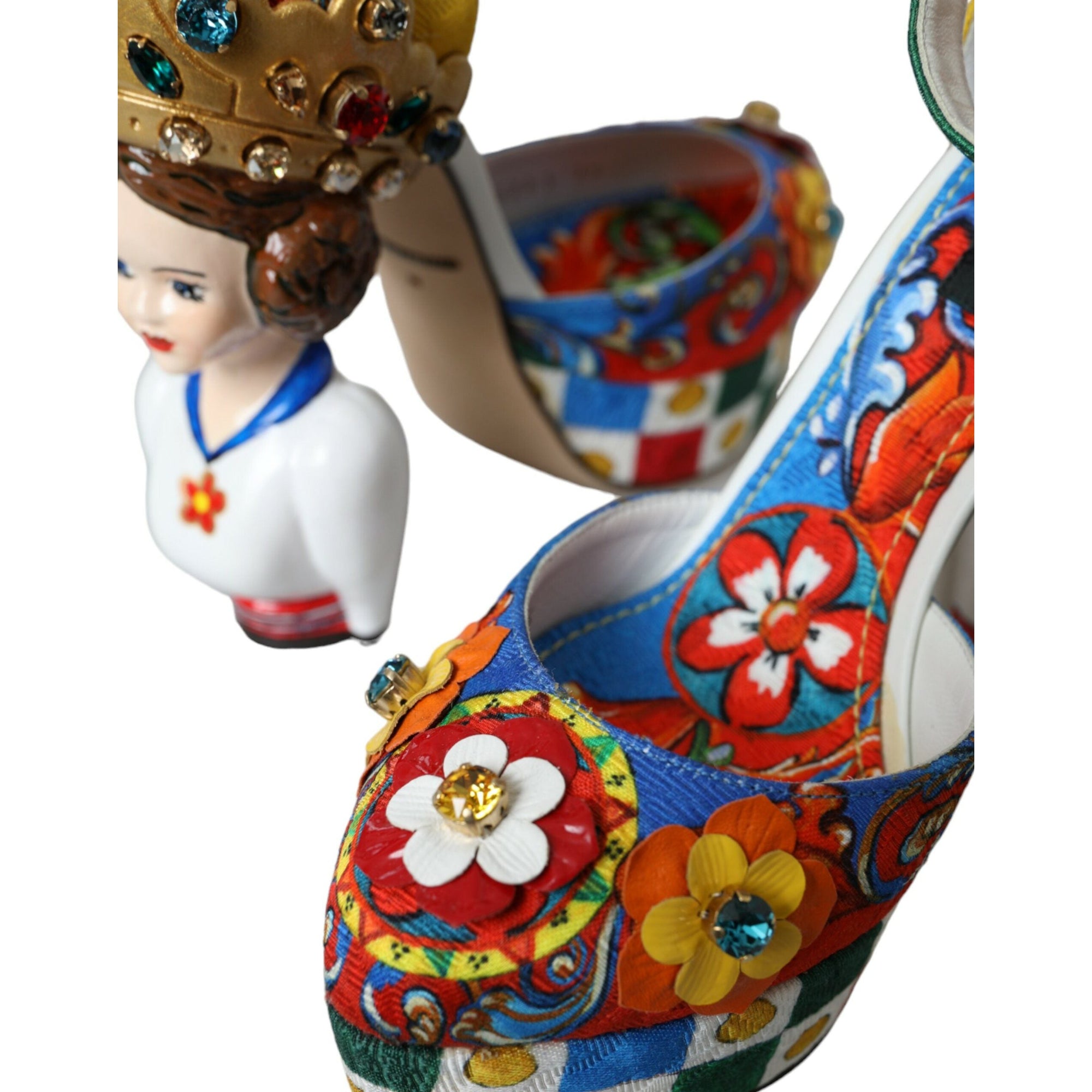 Dolce &amp; Gabbana Multicolor Carretto Embellished Sandals Shoes