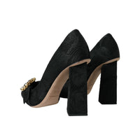 Dolce & Gabbana Black Brocade Crystals Heels Pumps Shoes