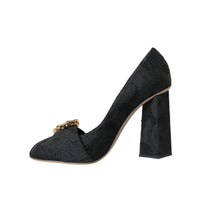 Dolce & Gabbana Black Brocade Crystals Heels Pumps Shoes