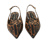 Dolce & Gabbana Brown Leopard Exotic Skin Slingback Shoes