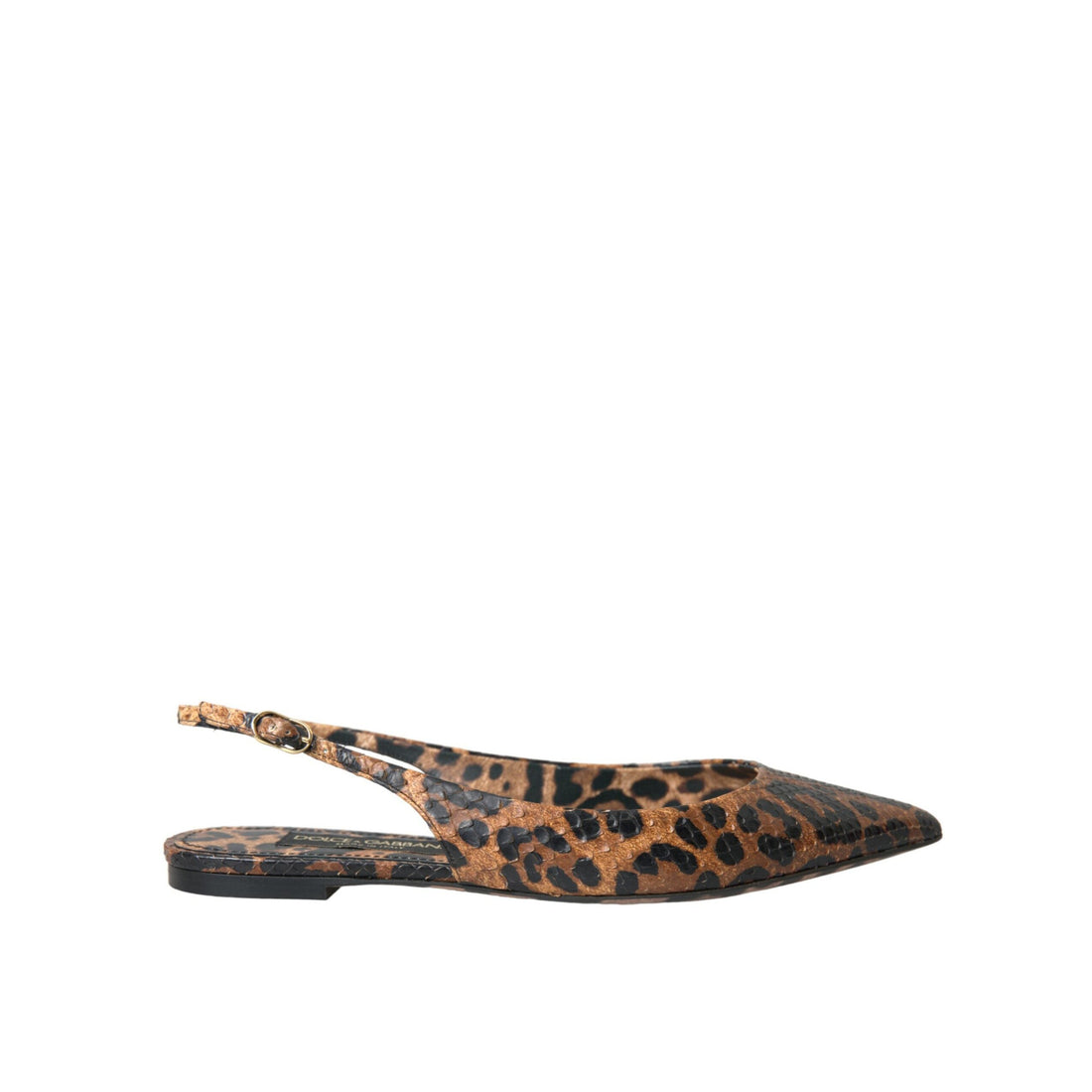 Dolce & Gabbana Brown Leopard Exotic Skin Slingback Shoes