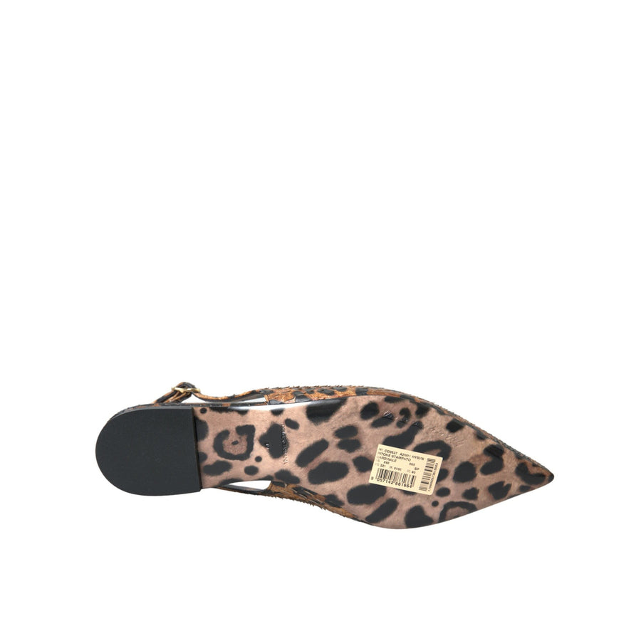 Dolce & Gabbana Brown Leopard Exotic Skin Slingback Shoes