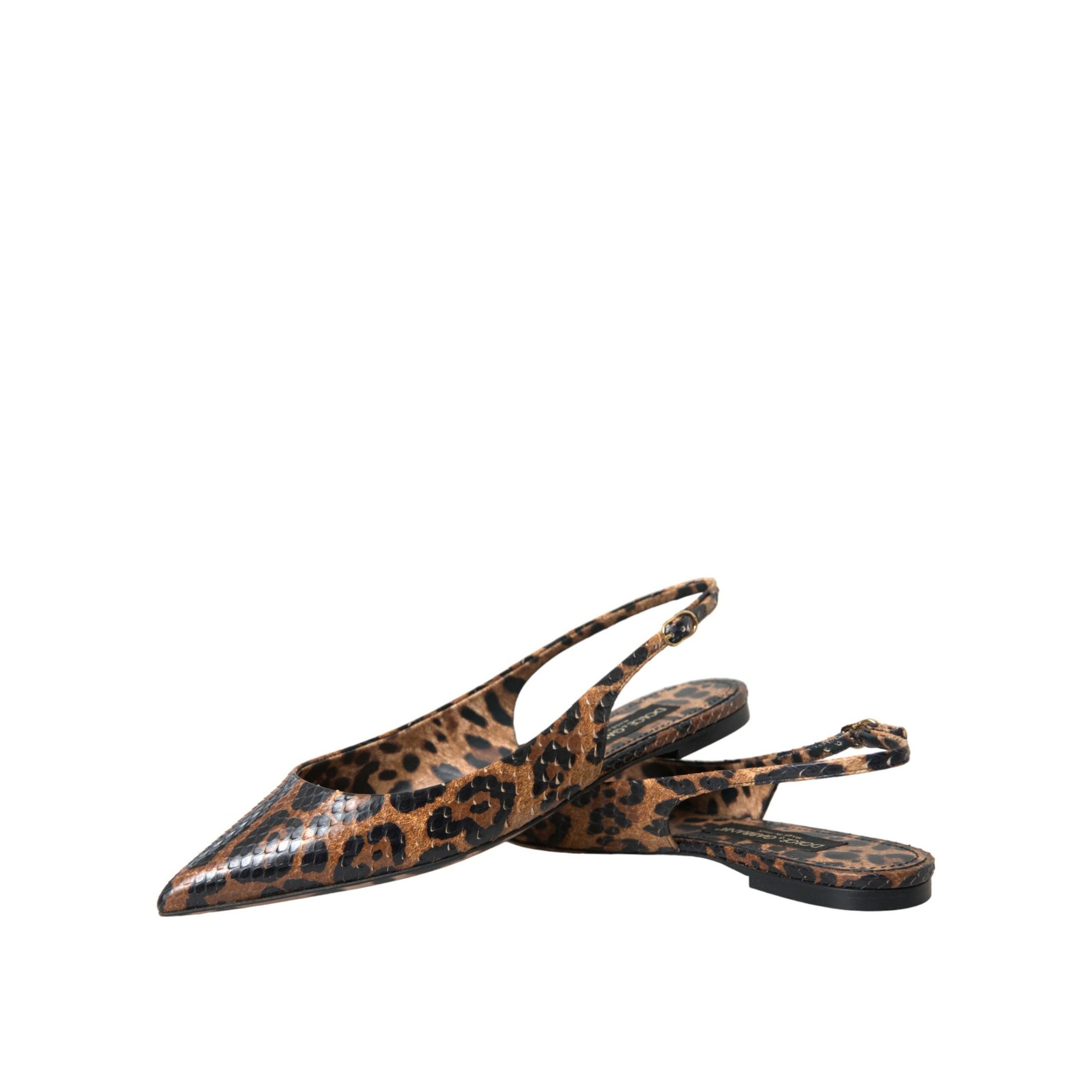 Dolce &amp; Gabbana Brown Leopard Exotic Skin Slingback Shoes