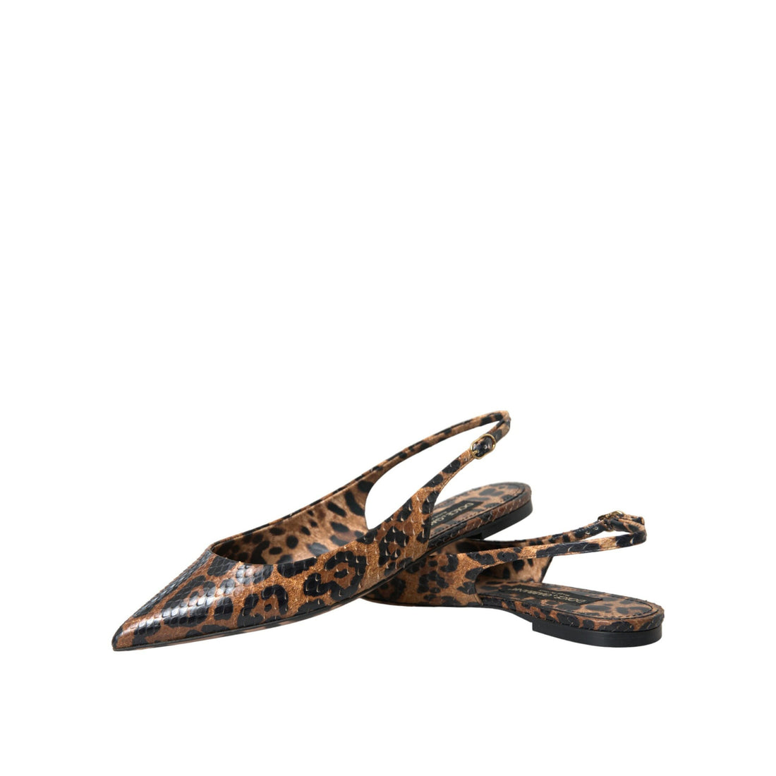 Dolce & Gabbana Brown Leopard Exotic Skin Slingback Shoes