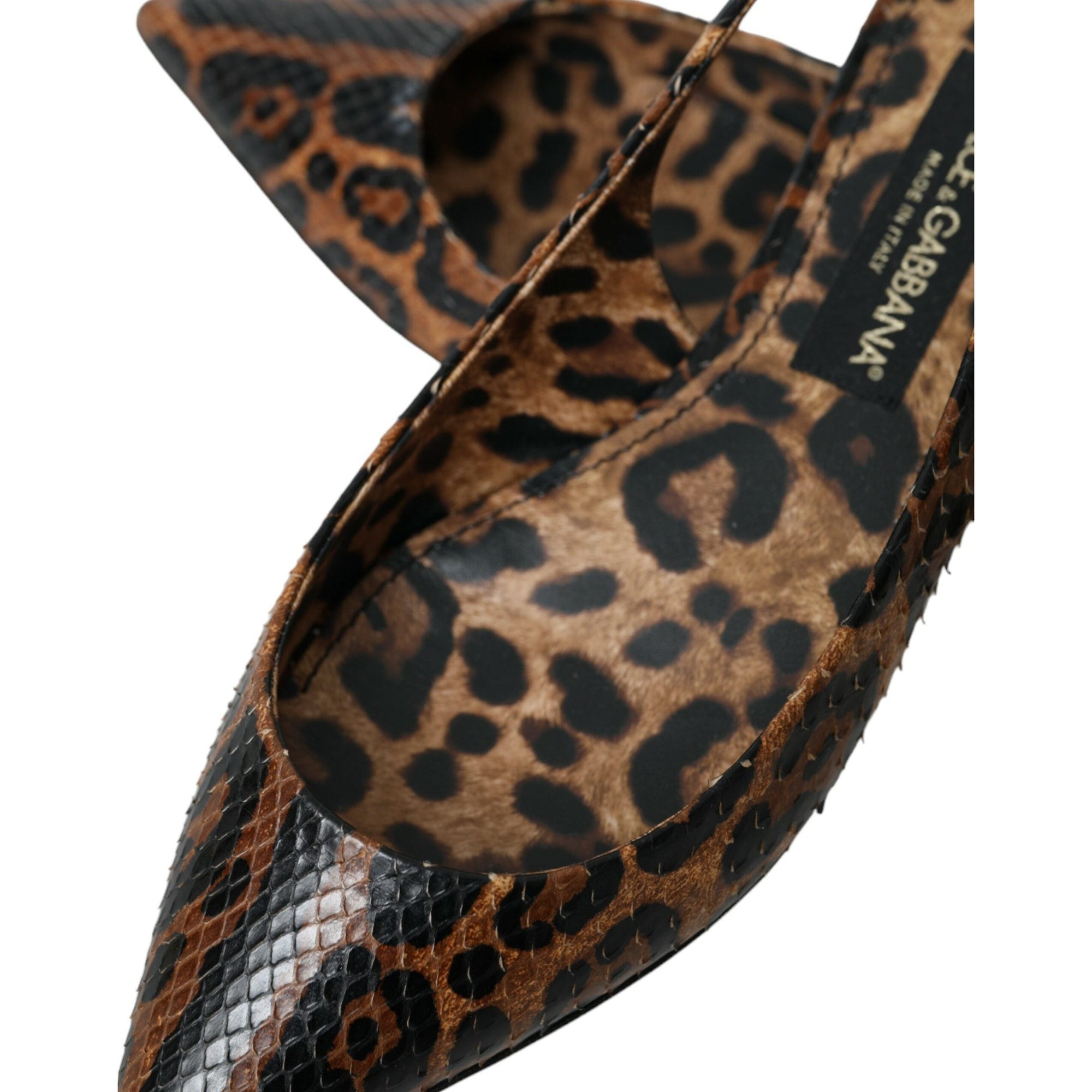 Dolce &amp; Gabbana Brown Leopard Exotic Skin Slingback Shoes