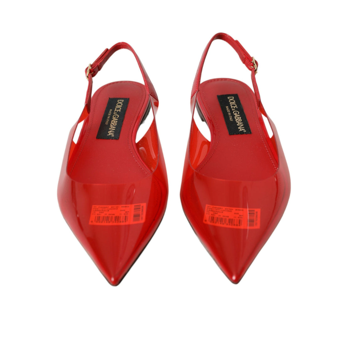 Dolce & Gabbana Red PVC Slingback Clear Flats Sandals Shoes