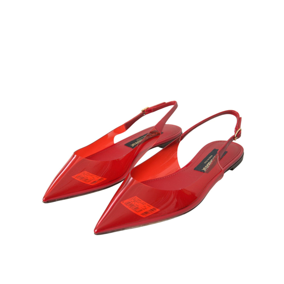 Dolce & Gabbana Red PVC Slingback Clear Flats Sandals Shoes