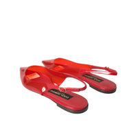 Dolce & Gabbana Red PVC Slingback Clear Flats Sandals Shoes