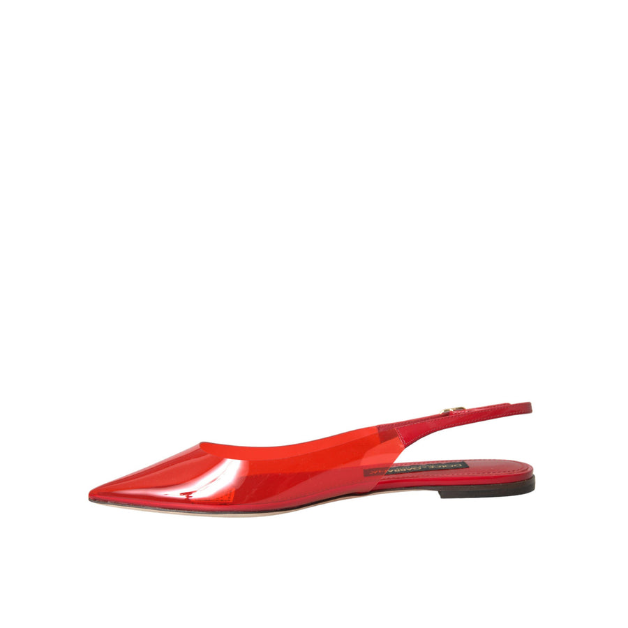 Dolce & Gabbana Red PVC Slingback Clear Flats Sandals Shoes