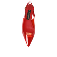 Dolce & Gabbana Red PVC Slingback Clear Flats Sandals Shoes