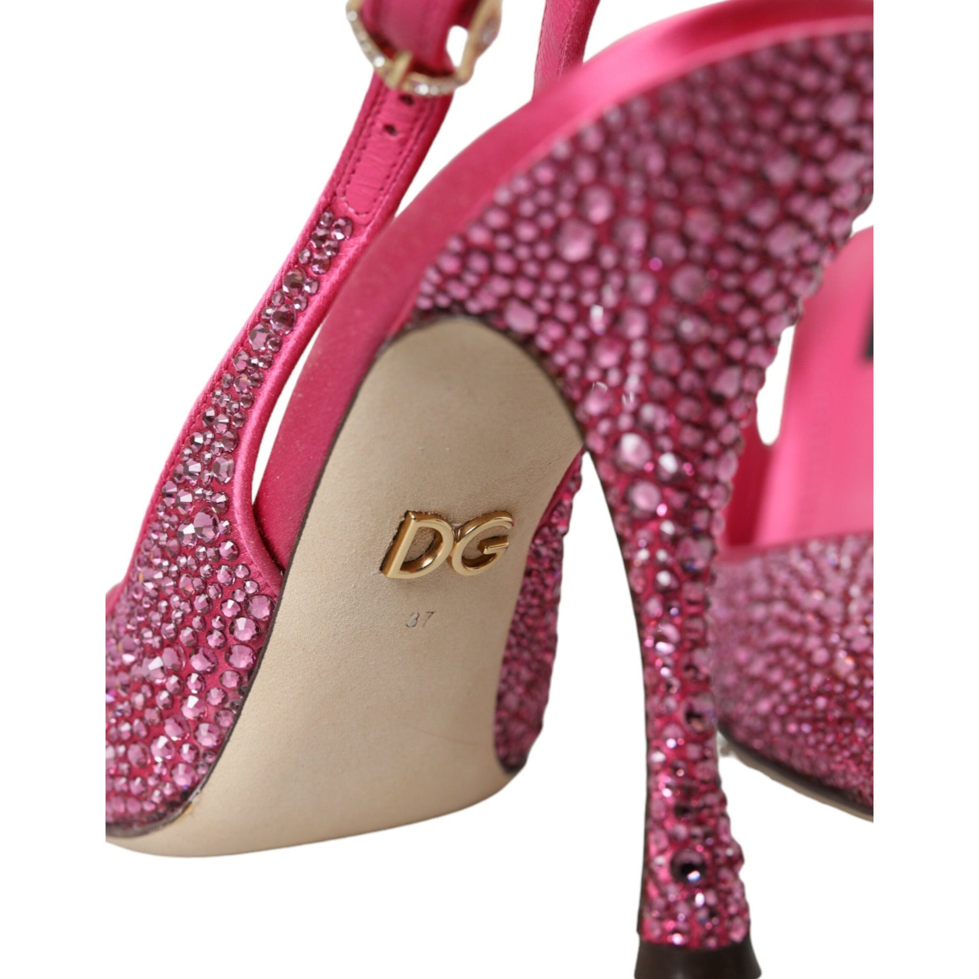 Dolce &amp; Gabbana Pink Slingbacks Crystal Pumps Shoes