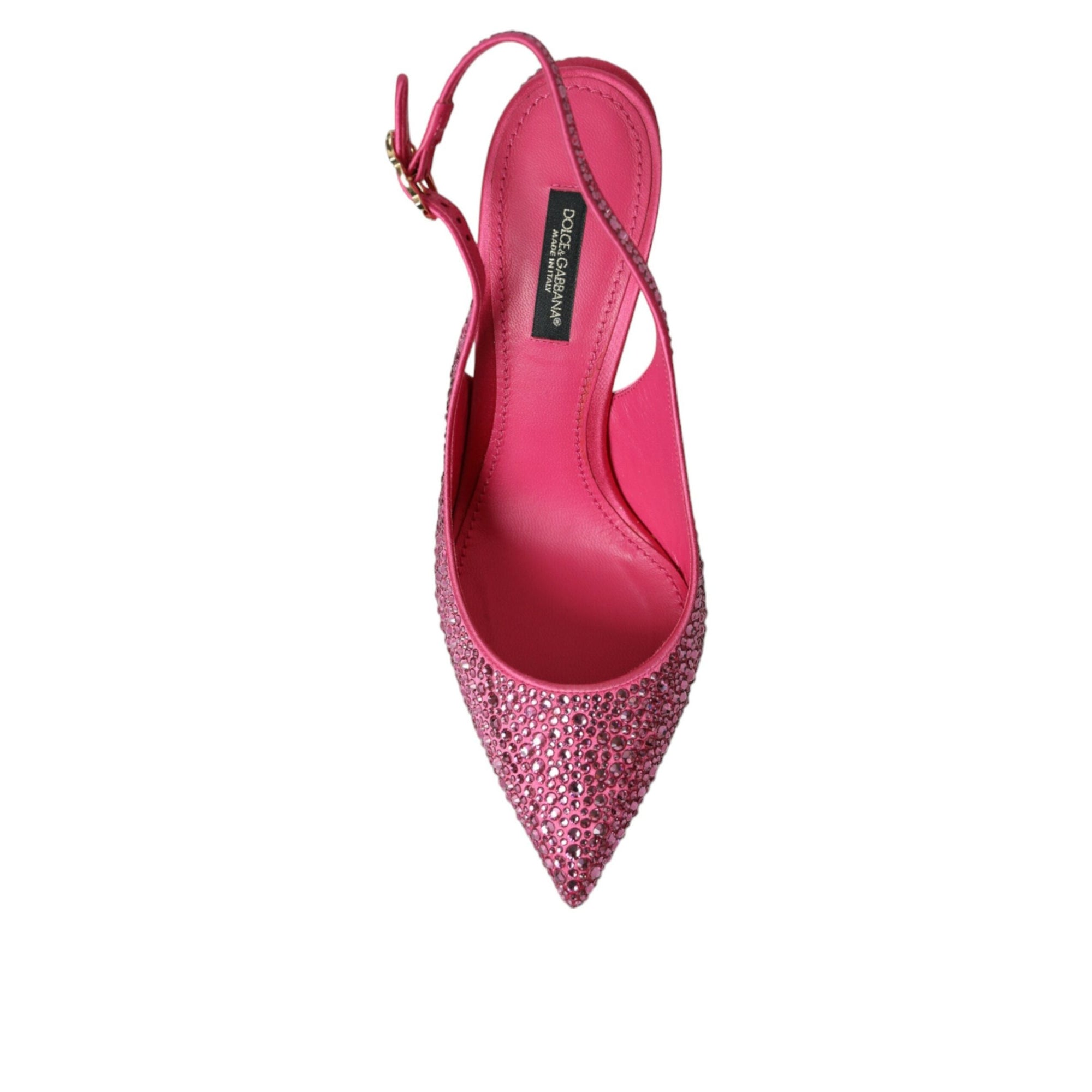 Dolce &amp; Gabbana Pink Slingbacks Crystal Pumps Shoes
