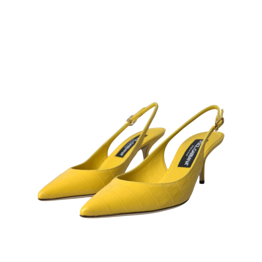 Dolce & Gabbana Yellow Leather Slingbacks Heels Shoes