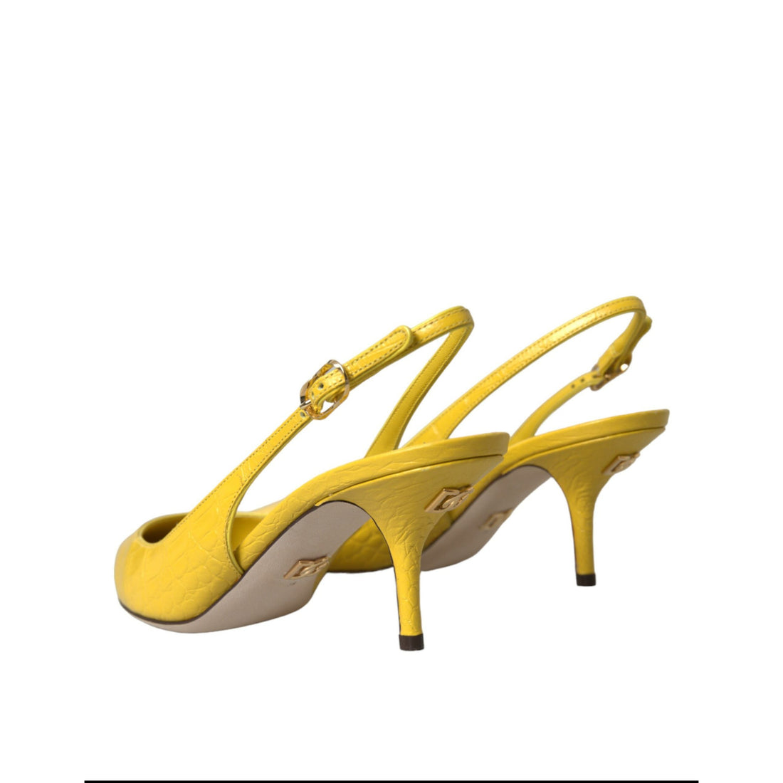 Dolce & Gabbana Yellow Leather Slingbacks Heels Shoes