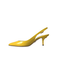 Dolce & Gabbana Yellow Leather Slingbacks Heels Shoes