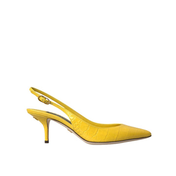 Dolce & Gabbana Yellow Leather Slingbacks Heels Shoes