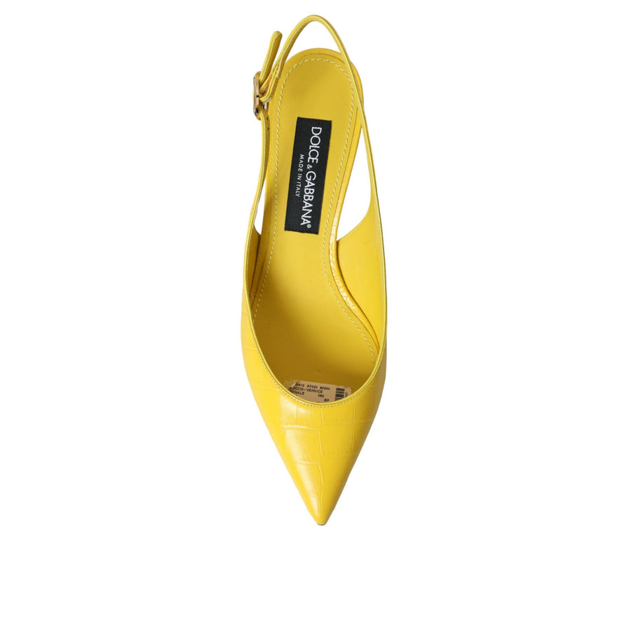 Dolce & Gabbana Yellow Leather Slingbacks Heels Shoes