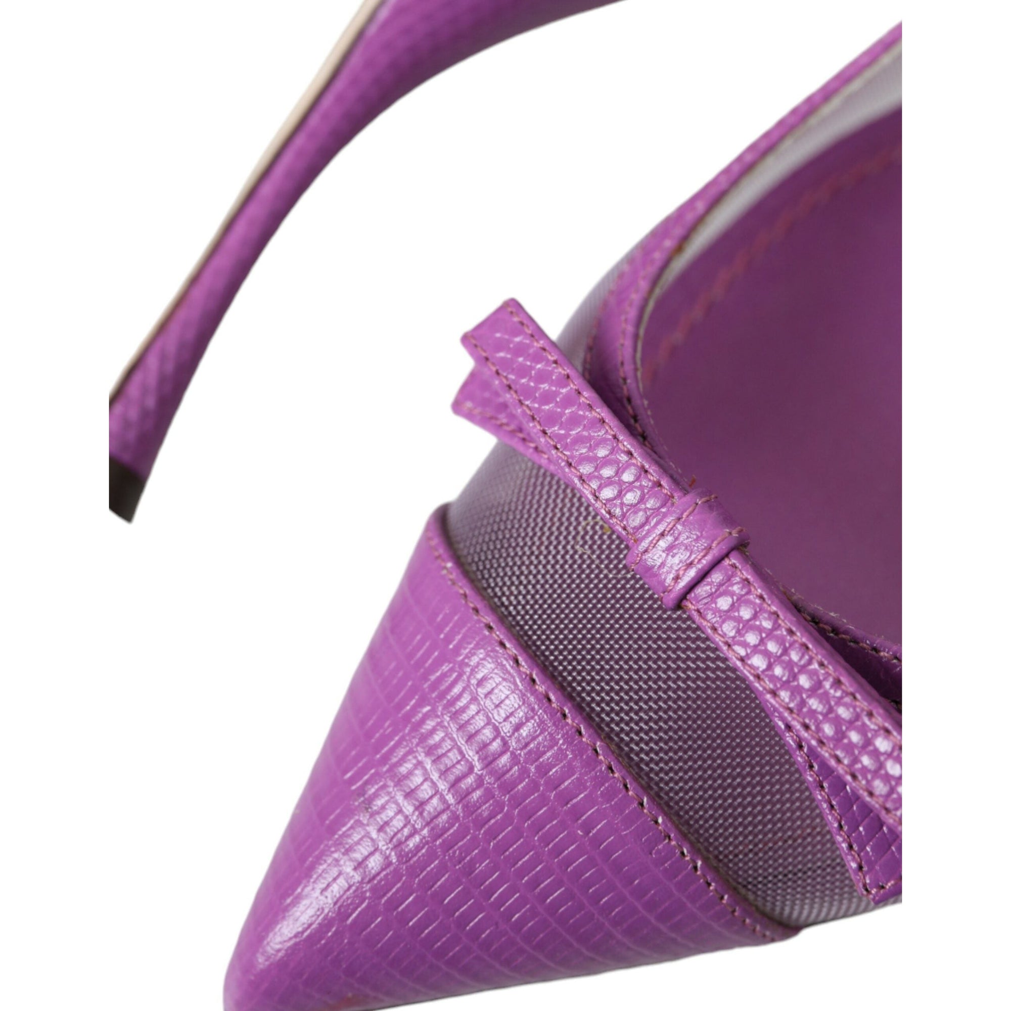 Dolce &amp; Gabbana Purple Leather Mesh High Heels Slingback Shoes