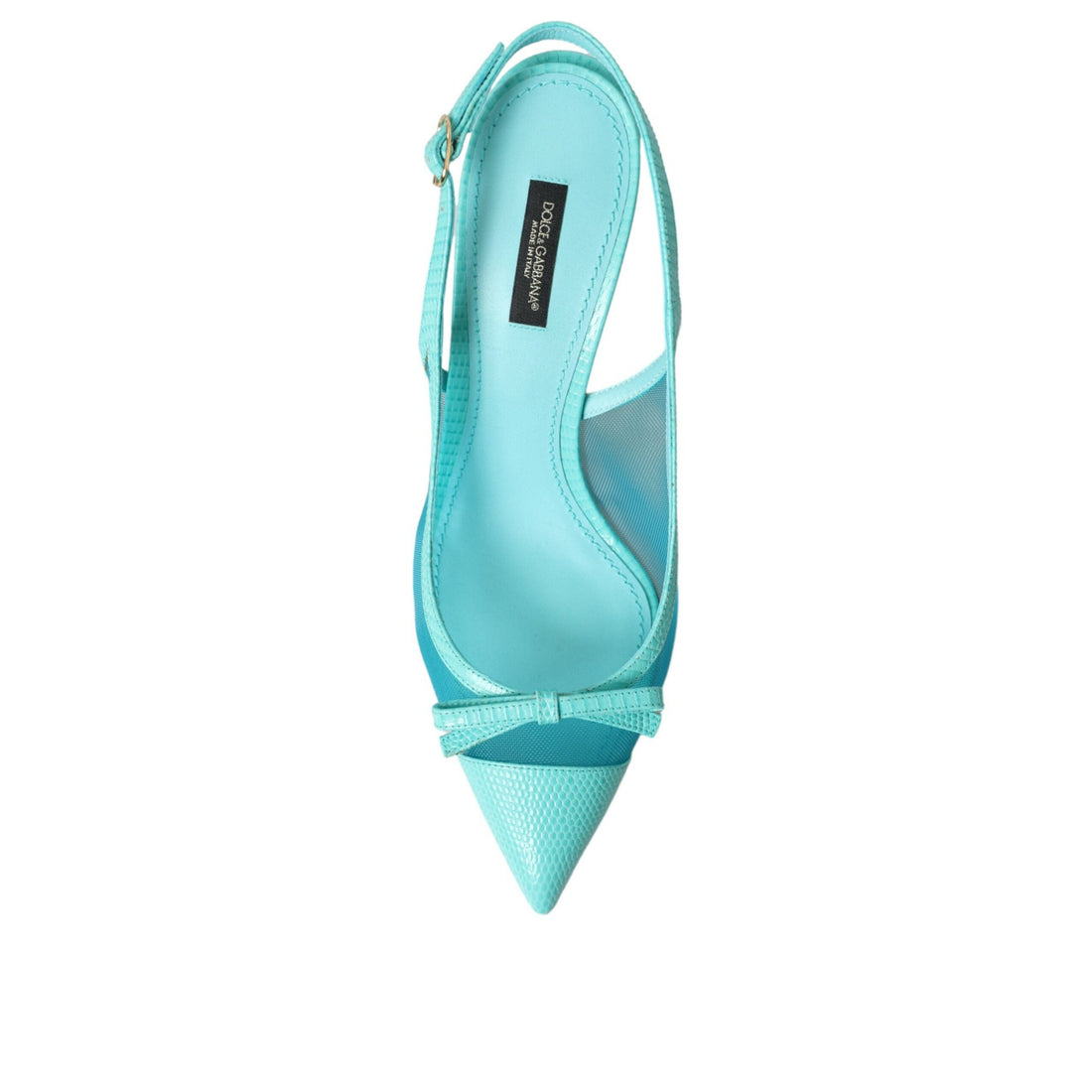 Dolce & Gabbana Blue Leather Mesh High Heels Slingback Shoes