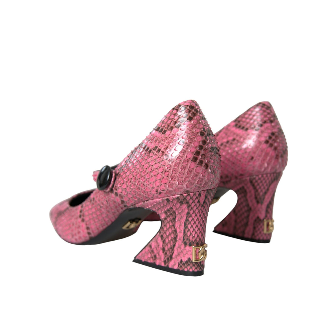 Dolce & Gabbana Pink Python Leather Mary Jane Heels Shoes