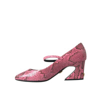 Dolce & Gabbana Pink Python Leather Mary Jane Heels Shoes