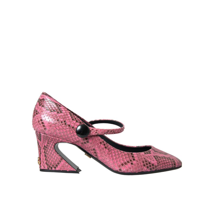 Dolce & Gabbana Pink Python Leather Mary Jane Heels Shoes