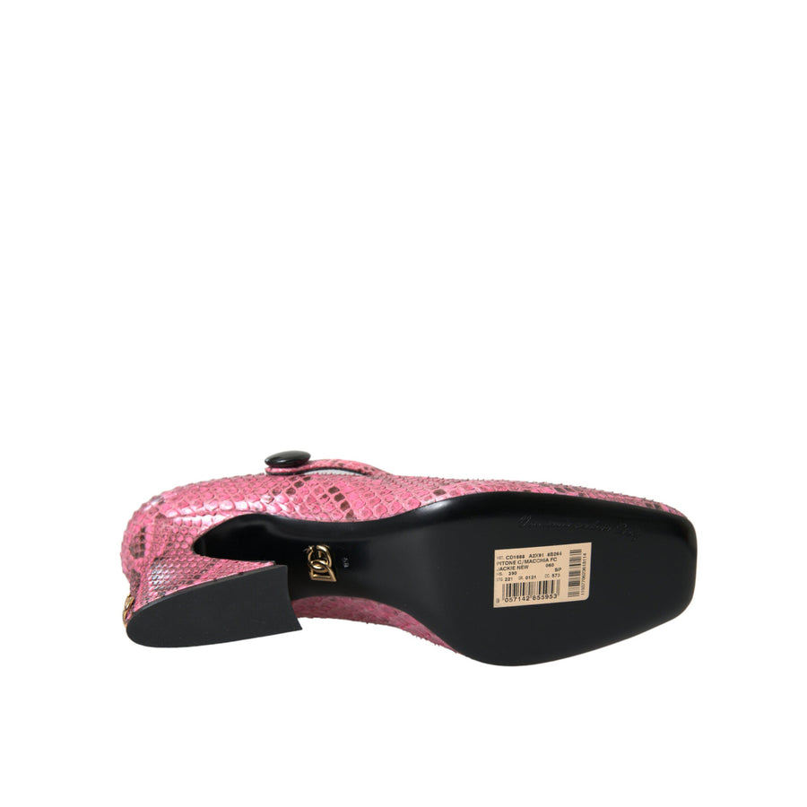 Dolce & Gabbana Pink Python Leather Mary Jane Heels Shoes