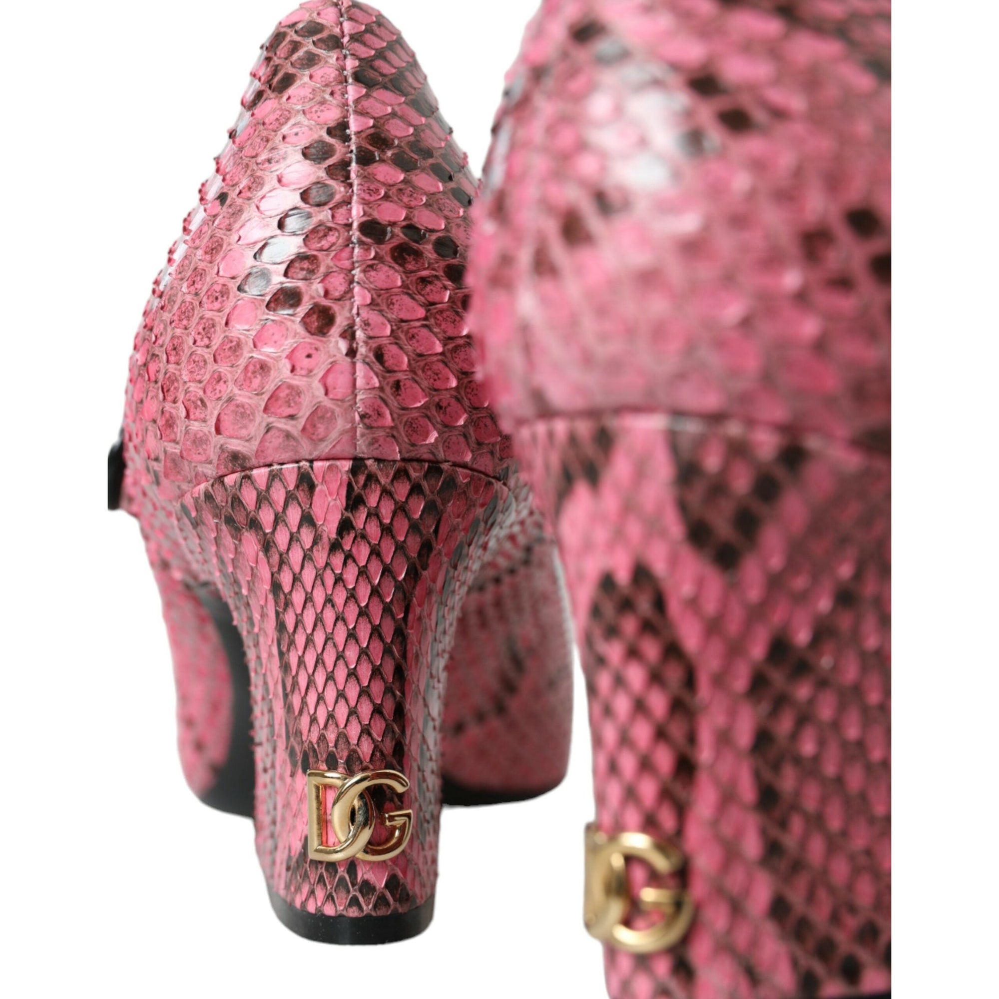 Dolce &amp; Gabbana Pink Python Leather Mary Jane Heels Shoes