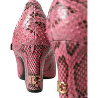 Dolce & Gabbana Pink Python Leather Mary Jane Heels Shoes