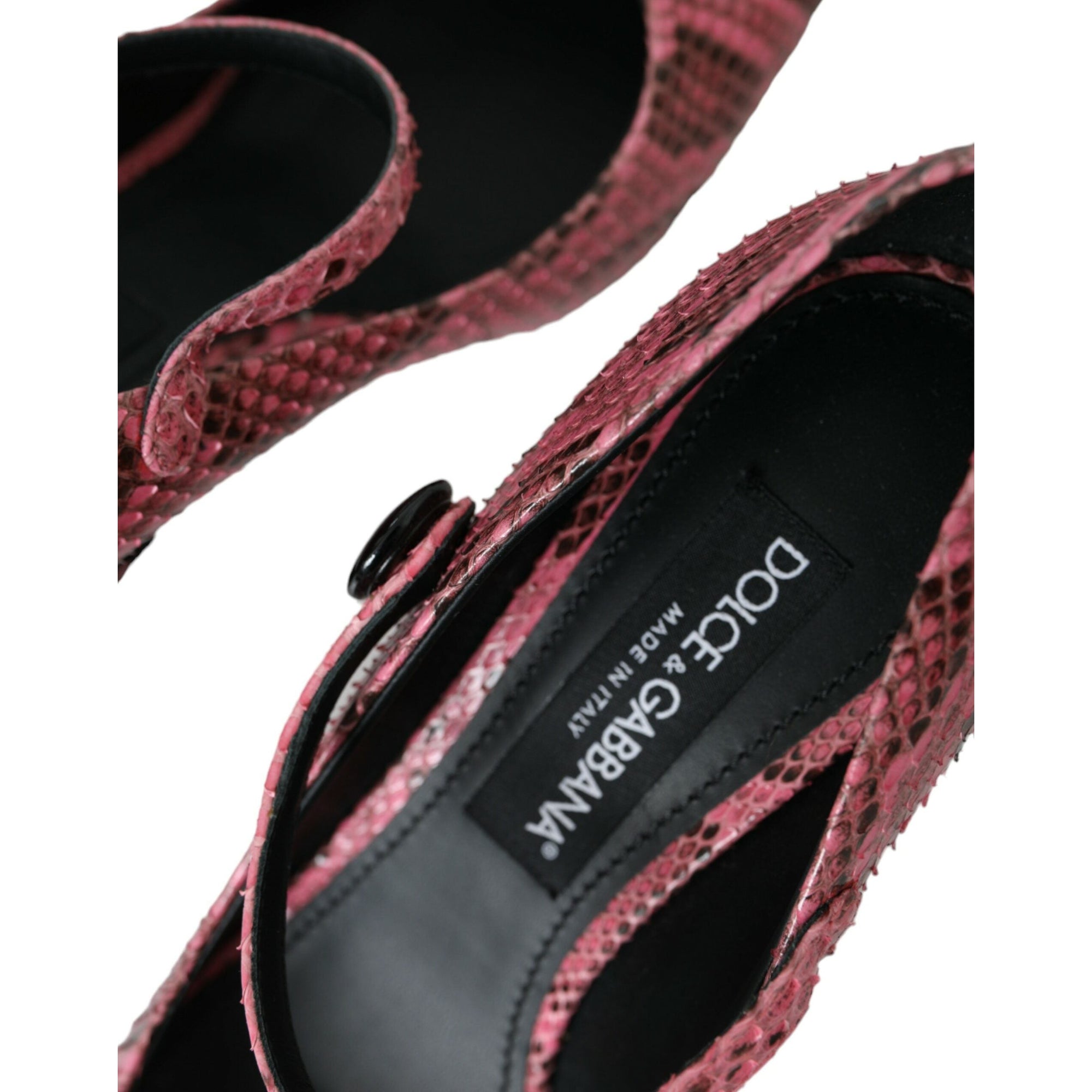 Dolce &amp; Gabbana Pink Python Leather Mary Jane Heels Shoes