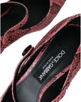 Dolce & Gabbana Pink Python Leather Mary Jane Heels Shoes