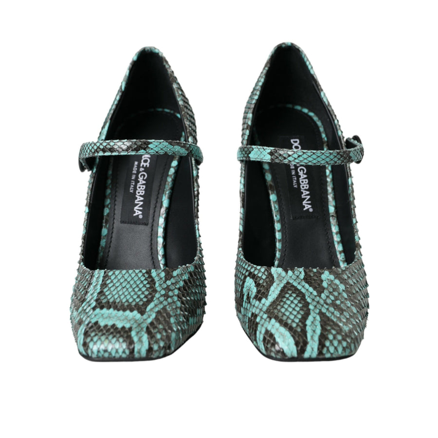 Dolce & Gabbana Aqua Python Leather Mary Jane Pumps Shoes