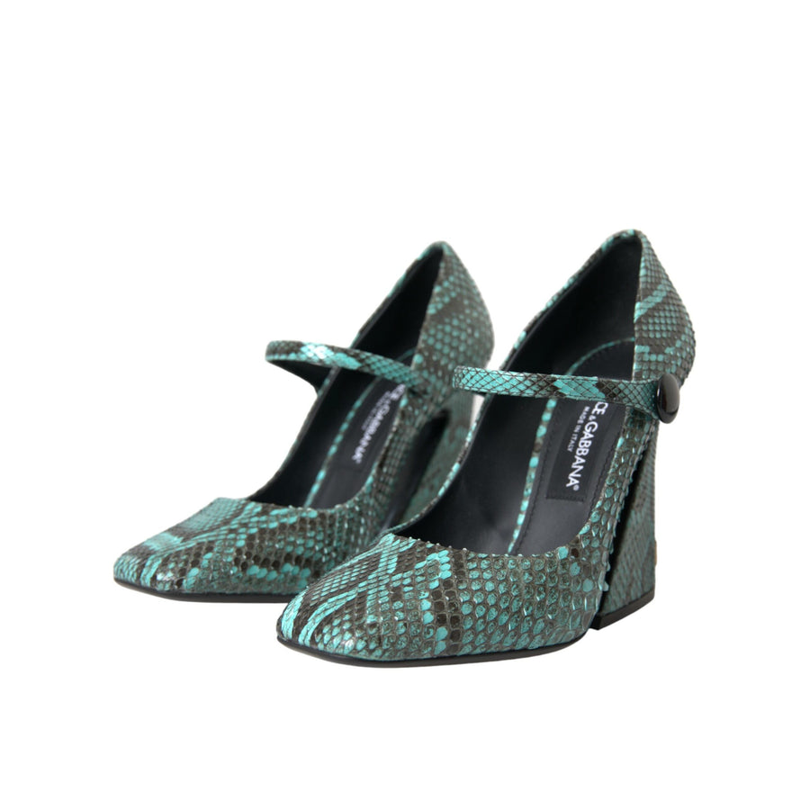 Dolce & Gabbana Aqua Python Leather Mary Jane Pumps Shoes