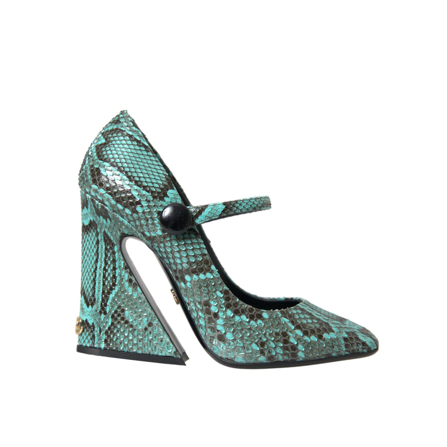 Dolce & Gabbana Aqua Python Leather Mary Jane Pumps Shoes