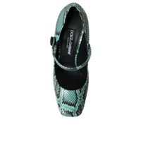 Dolce & Gabbana Aqua Python Leather Mary Jane Pumps Shoes