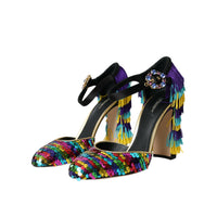 Dolce & Gabbana Multicolor Sequin Crystal Mary Jane Shoes