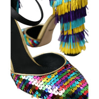 Dolce & Gabbana Multicolor Sequin Crystal Mary Jane Shoes