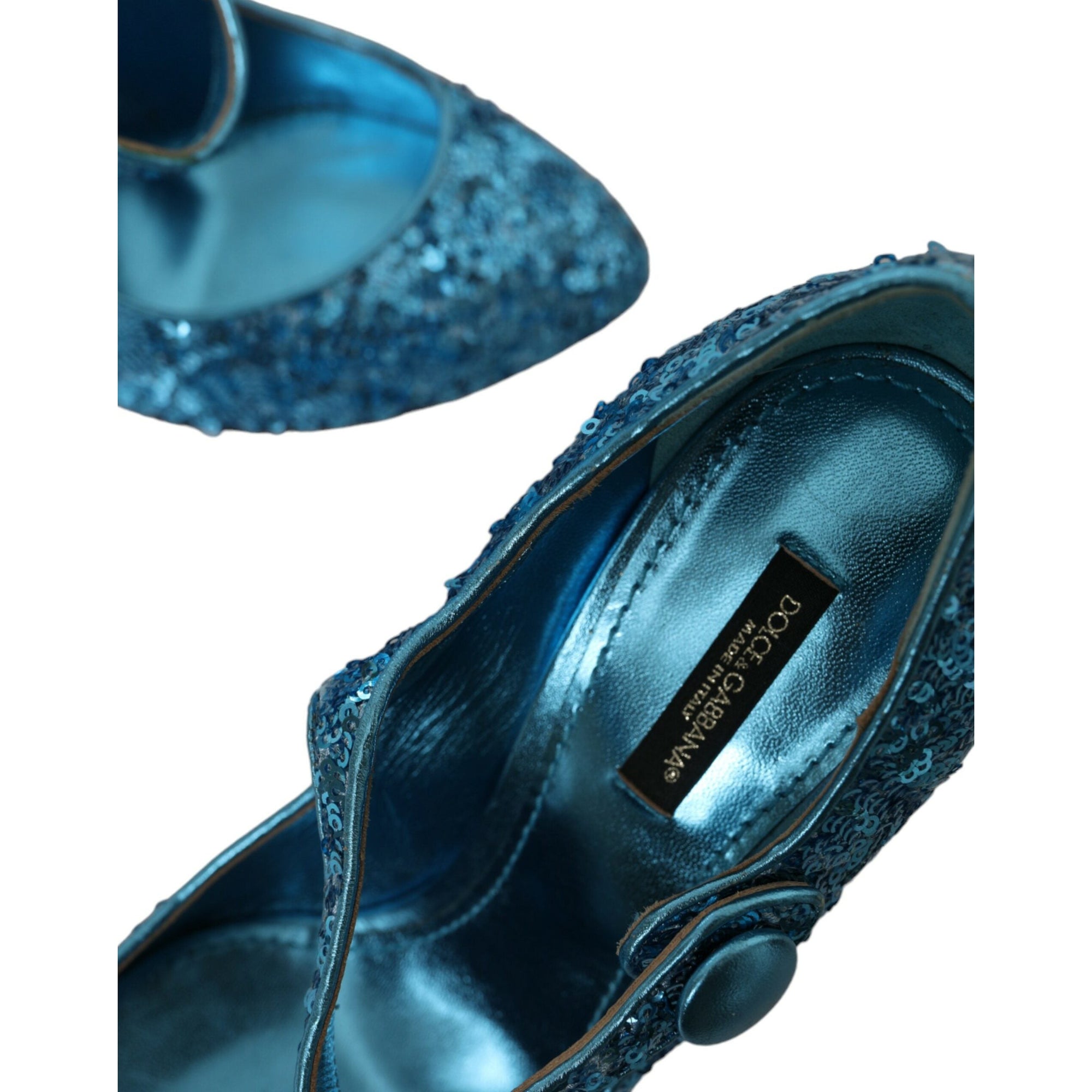 Dolce &amp; Gabbana Blue Sequin Mary Jane Pumps High Heels Shoes
