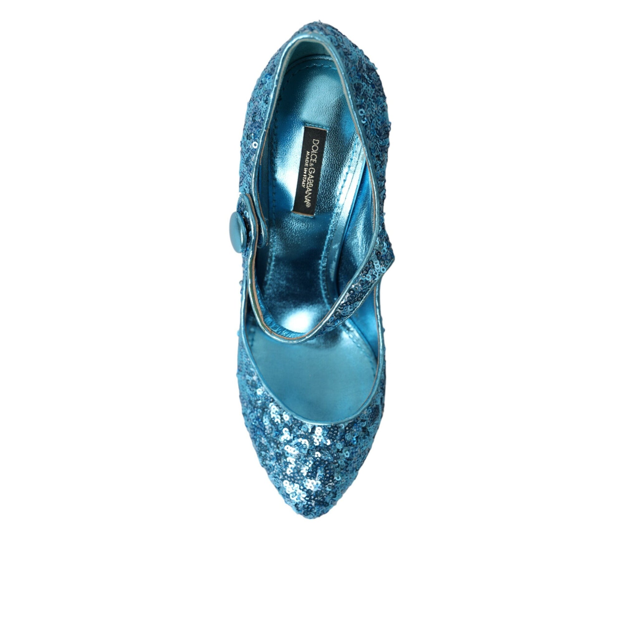 Dolce &amp; Gabbana Blue Sequin Mary Jane Pumps High Heels Shoes
