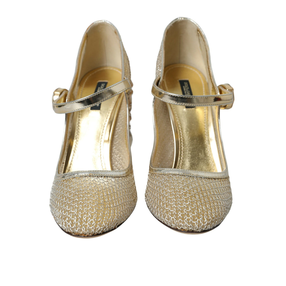 Dolce & Gabbana Gold Mesh Crystal Mary Jane Pumps Heels Shoes