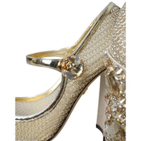 Dolce & Gabbana Gold Mesh Crystal Mary Jane Pumps Heels Shoes