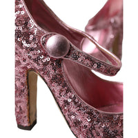 Dolce & Gabbana Pink Sequin Mary Jane Pumps High Heels Shoes