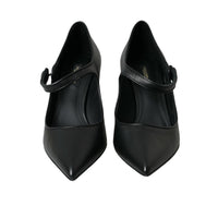 Dolce & Gabbana Black Leather Logo Heels Mary Janes Pumps Shoes