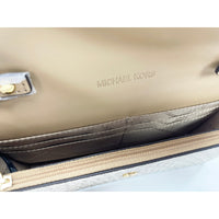 Michael Kors Jet Set Travel Pale Gold Small Flap Clutch Crossbody Bag