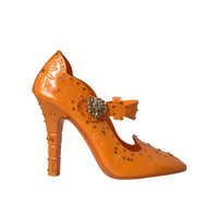 Dolce & Gabbana Orange CINDERELLA Floral Crystal Pumps Shoes