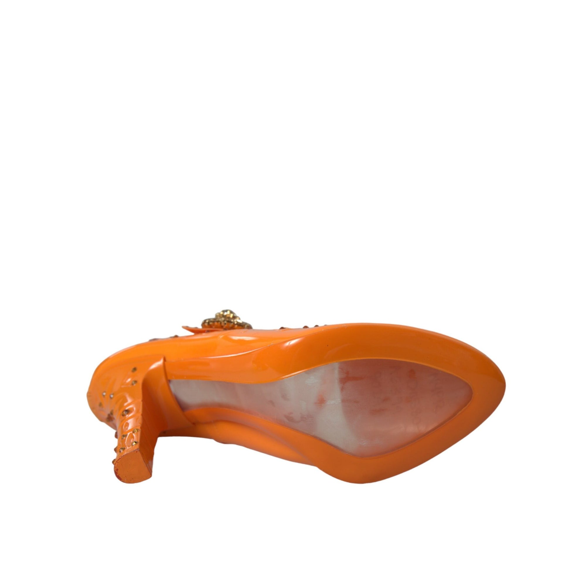 Dolce &amp; Gabbana Orange CINDERELLA Floral Crystal Pumps Shoes